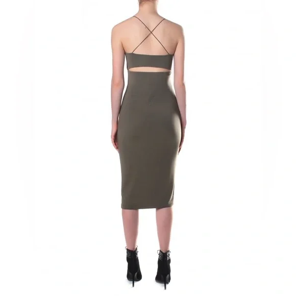 ALEXANDER WANG•T Modal Spandex Strappy Cami Tank Dress in Military (Olive) XS - Picture 4 of 10